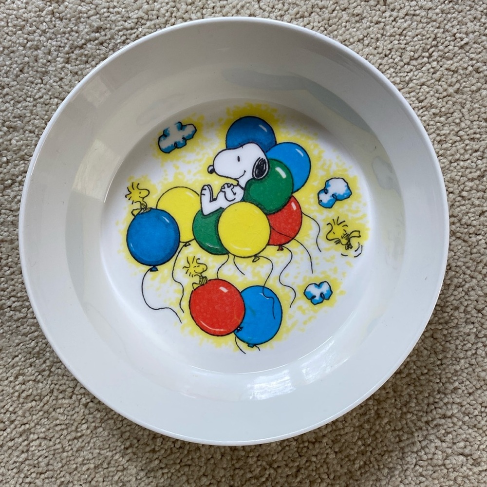 Vintage 1958, 1965 United Features Snoopy & Woodstock Dish